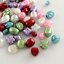 Perles mixtes en plastique avec perles synthétiques abs, couleur mixte, 8~17x8~15x5~13mm, Trou: 1~2mm