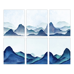 Superdant Mountain stampe su tela inchiostro blu lavaggio Mountain View dipinti astratti di arte della parete 6 pz opere d'arte senza cornice per camera da letto soggiorno appartamento dormitorio decorazioni