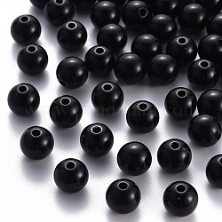 Opaque Acrylic Beads, Round, Black, 10x9mm, Hole: 2mm, about 940pcs/500g