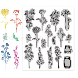 Durchsichtige Gummistempel, für die Kartengestaltung Dekoration DIY Scrapbooking, Blumenmuster, 22x18x0.8 cm