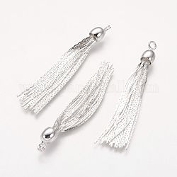 Brass Chain Tassel Pendants, Silver Color, about 50~65mm long, hole: 3mm