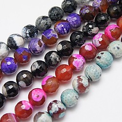 Naturelles feu crépitent agate perles brins, teinte, facette, ronde, couleur mixte, 4mm, Trou: 1mm