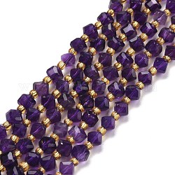 Chapelets de perles en améthyste naturelle, avec des perles de rocaille, facette, perles de cube en diagonale, Grade a, 5~6x5~6x4~5mm, Trou: 1mm, Environ 49~55 pcs/chapelet, 15.35''~15.75'' (39~40 cm)