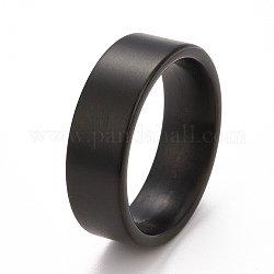 Placcatura ionica (ip) 304 anello per dito a fascia liscia in acciaio inossidabile per uomo donna, elettroforesi nera, 8mm, diametro interno: 16.5~21.4mm