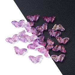 Galvanisieren transparente Glasperlen, mit Glitzerpulver, Schmetterling, Medium Orchidee, 14.5x8x3.5 mm, Bohrung: 0.8 mm