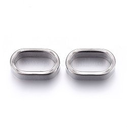Breloques coulissantes/perles coulissantes en 304 acier inoxydable, pour la fabrication de bracelets en cuir, ovale, couleur inoxydable, 15x9x5mm, Trou: 12x6mm