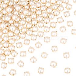 Gorgecraft 200 pieza de perlas de costura con dos agujeros para coser perlas y rhinestone con garra dorada, parte trasera plana, accesorios de ropa de perlas semicirculares para ropa artesanal (9.5 mm)