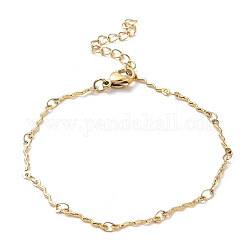 Placcatura ionica (ip) 304 braccialetto a catena a maglie con barra ondulata in acciaio inossidabile, oro, 6-3/4 pollice (17.1 cm)