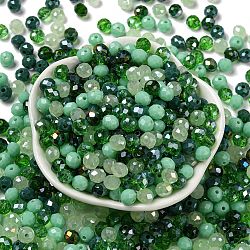 Glass Beads, Faceted, Rondelle, Lime Green, 6x5mm, Hole: 1mm, about 2360pcs/500g