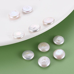 Perlas de perlas naturales keshi, perla cultivada de agua dulce, sin agujero / sin perforar, plano y redondo, color de concha, 11~12x3~5mm