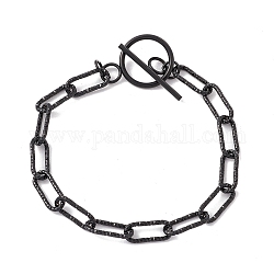 304 bracelet chaîne trombones en acier inoxydable pour femme, électrophorèse noir, 9-1/2 pouce (24 cm)