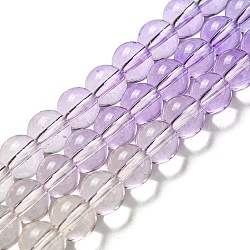 Fili di perle di quarzo sintetico tinti e riscaldati, perline rotonde di colore sfumato, lilla, 8mm, Foro: 1 mm, circa 55~56pcs/filo, 15.55''~15.75'' (39.5~40 cm)