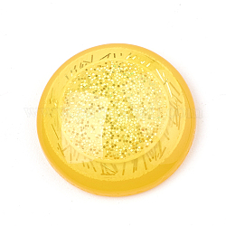 Cabuchones de resina, con polvo del brillo, semicírculo, amarillo, 18x5mm