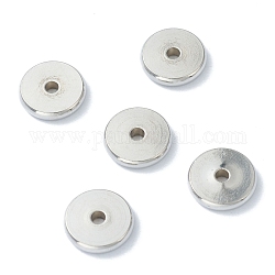Intercalaire perles en 202 acier inoxydable, plat rond, couleur inoxydable, 10x2mm, Trou: 1.8mm