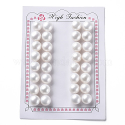 Perle di perle d'acqua dolce coltivate naturali di grado aaa, mezzo forato, rotondo e piatto, bianco, 10.5~11x9~9.5mm, mezzo buco: 0.8 mm