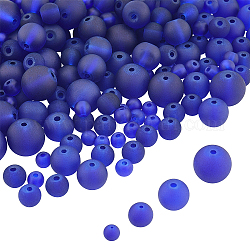 Transparente Glasperlen, für die Herstellung von Perlenschmuck, matt, Runde, Blau, 8 mm, Bohrung: 1.3~1.6 mm, ca. 565 Stk. / Kasten