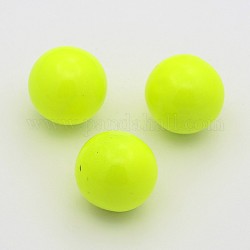 Keine Bohrung lackiert Fluoreszenz Messing runden Ball Perlen passen Käfig Anhänger, Gelb, 14 mm