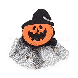 Garza di halloween e accessori per capelli in feltro, con reperti di fermagli per capelli in alligatore di ferro, zucca con cappello, arancione, 86x50x4mm