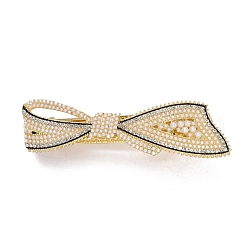 Mollette per capelli in strass di cristallo in lega, con perle imitazione perla, bowknot, oro chiaro, 24x88x22mm