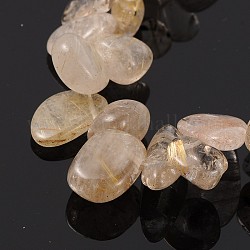 Natural Rutilated Quartz Beads Strands, Chips, 13~20x8~14mm, Hole: 1mm, about 16 inch