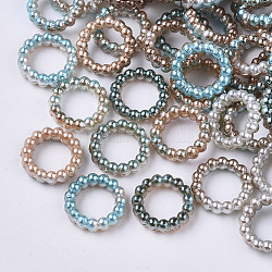 Anelli di collegamento in plastica con perla imitazione abs, sirena arcobaleno sfumato perla, anello rotondo, grigio ardesia scuro, 14x3mm, diametro interno: 10mm, circa 1000pcs/scatola