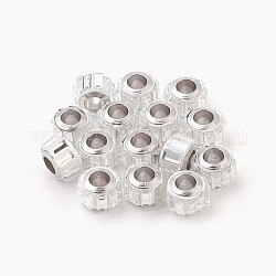 Glasperlen europäischen, Großloch perlen, mit Aluminiumkerne, Kolumne, Silber, Silber, 9x7 mm, Bohrung: 4.7~5 mm