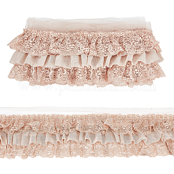 NBEADS 2 Yards Pleated Chiffon Lace Trim, 3-Layer Pleated Lace Edge Trim About 4.7