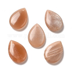 Ciondoli naturali in pietra di luna, ciondoli a goccia, 25x17.5x5.5~6.5mm, Foro: 1.2~1.5 mm