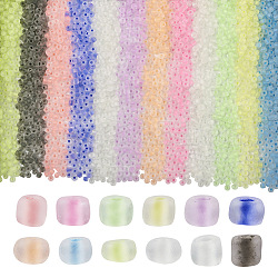 Pandahall 180g 12 colores luminosos perlas de vidrio esmerilado, brillan en la oscuridad, rerondana plana, color mezclado, 4x3.5mm, agujero: 1.2 mm, 15 g / color