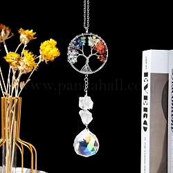Hanging Crystal Prism for Ceiling Chandelier, Gemstone Tree of Life Pendant Decoration, Suncatcher Rainbow Maker, Round, 235mm