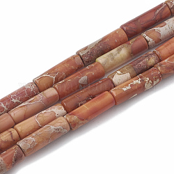 Fili di perle di diaspro imperiale naturale, tinto, colonna, arancione scuro, 12~13x4~4.5mm, Foro: 1~1.2 mm, circa 30pcs/filo, 15.9 pollice