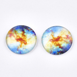 Sternenhimmel Muster gedruckt Glascabochons, halbrund / Dome, Farbig, 25x6~6.5 mm