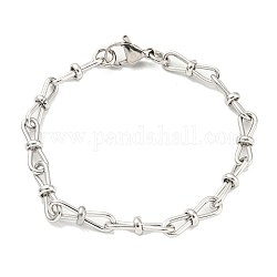 304 Stainless Steel Bowknot Link Chain Bracelet, Stainless Steel Color, 7-3/4 inch(19.7cm)