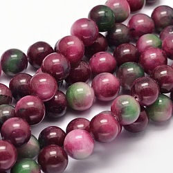 Gefärbt natürliche Malaysia Jade runde Perle Stränge, nachgeahmte Turmalin, 10 mm, Bohrung: 1 mm, ca. 37 Stk. / Strang, 15.5 Zoll