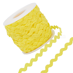 Отделка бахромой gorgecraft wave изгиба, лента для шитья, с пластиковыми пустыми катушками, желтые, 3/16 дюйм ~ 3/8 дюйма (5~8.5 мм), о 25 м / прядь, 1 прядь