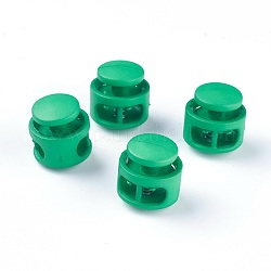 Fermetures à cordon en plastique, avec les accessoires en fer, platine, verte, 17x17x16mm, Trou: 4x6.5mm