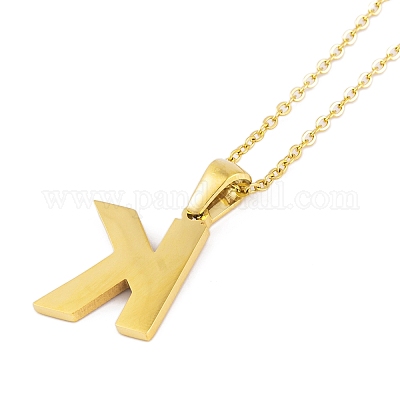 Ионное покрытие (ip) начальная буква 304 нержавеющая сталь кулон ожерелья NJEW-M199-01G-K-1