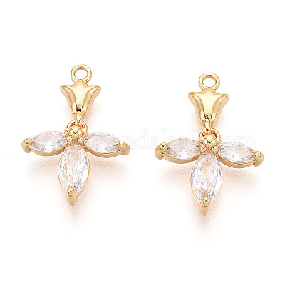 Латунные микропаве прозрачные подвески с фианитом KK-T078-05G-02-1