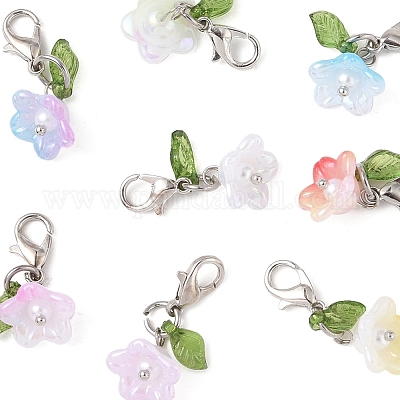 8 шт. 8-х цветные акриловые подвесные украшения-цветы HJEW-FS00034-03-1