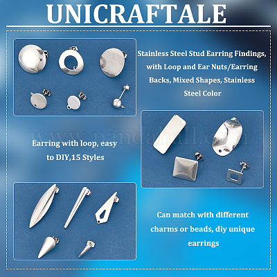 Фурнитура для сережек-гвоздиков из нержавеющей стали 304 STAS-UN0002-88P-1