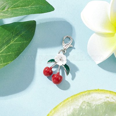 Подвеска из сплава эмали вишни украшения HJEW-JM04104-1