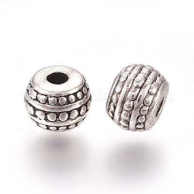 Tibetan Style Beads Large Hole Barrel 8mm - Antique Silver Plated - 10pk - Beads And Beading Supplies from The Bead Shop Ltd UK