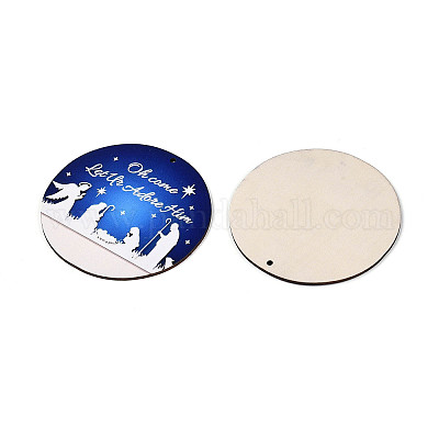 Рождественские подвесные украшения из дерева с односторонней УФ-печатью WOOD-N020-46-1