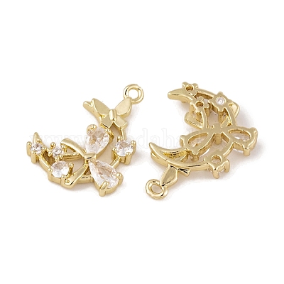 Латунные микропаве прозрачные подвески с фианитом KK-L212-23G-1