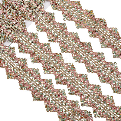 4.8~5 ярд блестящей полиэстеровой кружевной ленты с пластиковыми пайетками OCOR-CY0001-14A-1