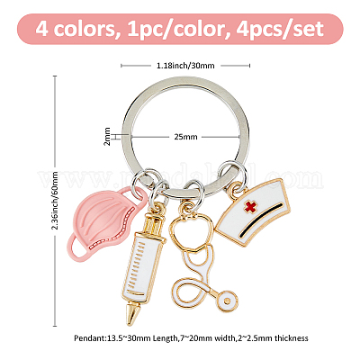 4шт 4-х цветные эмалевые брелки из сплава KEYC-FH0001-56-1