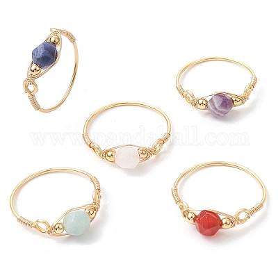 Круглые натуральные кольца из розового кварца RJEW-JR00818-1