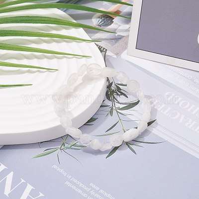 Браслет из натуральных радужных бусин из лунного камня для детей BJEW-JB07031-01-1