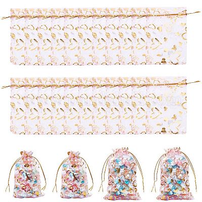 80 шт. 2 стильных мешочка из органзы с принтом в виде сердца OP-BBC0001-04C-1