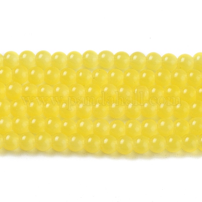 Выпечки окрашены имитация нефрита стекловолокна круглый шарик DGLA-Q021-4mm-24-1